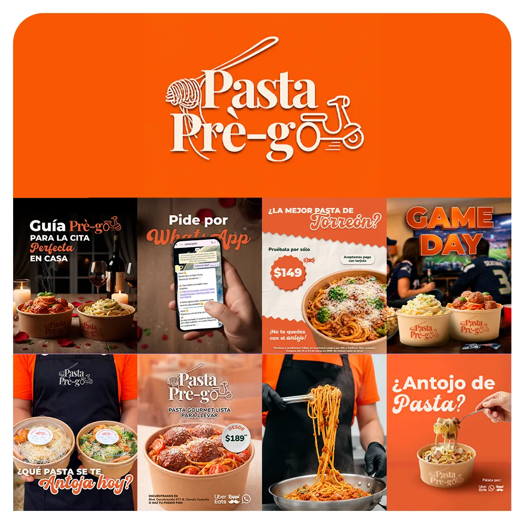 Contenido de redes sociales para Pasta Prè-go.